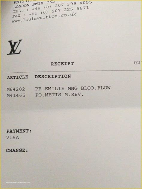 Louis Vuitton receipt template free